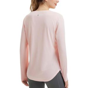 imageBALEAF Womens Long Sleeve Workout Shirts Running Athletic Hiking Tops for Women Lightweight UPF50 Quick Dry ThumbholesLight Pink
