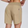 imageBALEAF Womens 7quot Hiking Shorts High Waist Quick Dry Lightweight Zip Pockets Workout Athletic Gym Shorts Travel RunningBrown