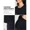 imageBALEAF Womens Crewneck Cropped Sweatshirt Fleece Oversized Sweater Long Sleeve Workout Tops Loose Pullover Fall OutfitsBlack
