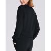 imageBALEAF Womens Crewneck Cropped Sweatshirt Fleece Oversized Sweater Long Sleeve Workout Tops Loose Pullover Fall OutfitsBlack