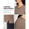 imageBALEAF Womens Crewneck Cropped Sweatshirt Fleece Oversized Sweater Long Sleeve Workout Tops Loose Pullover Fall OutfitsBrown