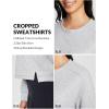imageBALEAF Womens Crewneck Cropped Sweatshirt Fleece Oversized Sweater Long Sleeve Workout Tops Loose Pullover Fall OutfitsLight Grey