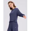 imageBALEAF Womens Crewneck Cropped Sweatshirt Fleece Oversized Sweater Long Sleeve Workout Tops Loose Pullover Fall OutfitsNavy Blue