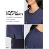 imageBALEAF Womens Crewneck Cropped Sweatshirt Fleece Oversized Sweater Long Sleeve Workout Tops Loose Pullover Fall OutfitsNavy Blue