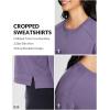 imageBALEAF Womens Crewneck Cropped Sweatshirt Fleece Oversized Sweater Long Sleeve Workout Tops Loose Pullover Fall OutfitsPurple