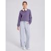 imageBALEAF Womens Crewneck Cropped Sweatshirt Fleece Oversized Sweater Long Sleeve Workout Tops Loose Pullover Fall OutfitsPurple