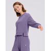 imageBALEAF Womens Crewneck Cropped Sweatshirt Fleece Oversized Sweater Long Sleeve Workout Tops Loose Pullover Fall OutfitsPurple