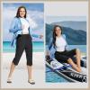 imageBALEAF Womens Swim Capris Pants 18quot Knee Length Modest Swimsuits Quick Dry UPF 50 Beach Bathing Suit Bottoms with PocketsBlack