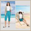 imageBALEAF Womens Swim Capris Pants 18quot Knee Length Modest Swimsuits Quick Dry UPF 50 Beach Bathing Suit Bottoms with PocketsBlue