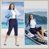 imageBALEAF Womens Swim Capris Pants 18quot Knee Length Modest Swimsuits Quick Dry UPF 50 Beach Bathing Suit Bottoms with PocketsNavy