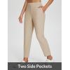 imageBALEAF Womens Travel Pants Lightweight Stretch with Zipper Pockets Petite Ankle Dressy Golf Work Business Casual SlacksKhaki