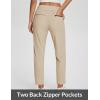 imageBALEAF Womens Travel Pants Lightweight Stretch with Zipper Pockets Petite Ankle Dressy Golf Work Business Casual SlacksKhaki