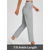 imageBALEAF Womens Travel Pants Lightweight Stretch with Zipper Pockets Petite Ankle Dressy Golf Work Business Casual SlacksLight Grey