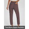 imageBALEAF Womens Travel Pants Lightweight Stretch with Zipper Pockets Petite Ankle Dressy Golf Work Business Casual SlacksTrip Brown