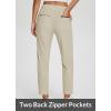 imageBALEAF Womens Travel Pants Lightweight Stretch with Zipper Pockets Petite Ankle Dressy Golf Work Business Casual SlacksTwill