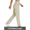 imageBALEAF Womens Travel Pants Lightweight Stretch with Zipper Pockets Petite Ankle Dressy Golf Work Business Casual SlacksTwill