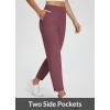 imageBALEAF Womens Travel Pants Lightweight Stretch with Zipper Pockets Petite Ankle Dressy Golf Work Business Casual SlacksWine Red