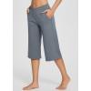 imageBALEAF Womens Wide Leg Yoga Capris Pants with Pockets Crossover Waist Loose Plus Size Cropped Pants Casual SummerDark Grey