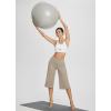 imageBALEAF Womens Wide Leg Yoga Capris Pants with Pockets Crossover Waist Loose Plus Size Cropped Pants Casual SummerKhaki