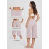 imageBALEAF Womens Wide Leg Yoga Capris Pants with Pockets Crossover Waist Loose Plus Size Cropped Pants Casual SummerLight Purple