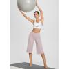 imageBALEAF Womens Wide Leg Yoga Capris Pants with Pockets Crossover Waist Loose Plus Size Cropped Pants Casual SummerLight Purple