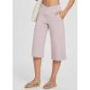 imageBALEAF Womens Wide Leg Yoga Capris Pants with Pockets Crossover Waist Loose Plus Size Cropped Pants Casual SummerLight Purple