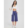 imageBALEAF Womens Wide Leg Yoga Capris Pants with Pockets Crossover Waist Loose Plus Size Cropped Pants Casual SummerNavy Blue