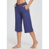 imageBALEAF Womens Wide Leg Yoga Capris Pants with Pockets Crossover Waist Loose Plus Size Cropped Pants Casual SummerNavy Blue