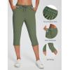 imageBALEAF Womens Yoga Capris Pants with Pockets Lightweight UPF50 Drawstring Waist Petite Athletic Sweatpants Casual SummerArmy Green