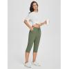 imageBALEAF Womens Yoga Capris Pants with Pockets Lightweight UPF50 Drawstring Waist Petite Athletic Sweatpants Casual SummerArmy Green