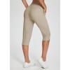 imageBALEAF Womens Yoga Capris Pants with Pockets Lightweight UPF50 Drawstring Waist Petite Athletic Sweatpants Casual SummerKhaki