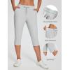 imageBALEAF Womens Yoga Capris Pants with Pockets Lightweight UPF50 Drawstring Waist Petite Athletic Sweatpants Casual SummerLight Grey