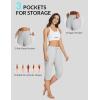 imageBALEAF Womens Yoga Capris Pants with Pockets Lightweight UPF50 Drawstring Waist Petite Athletic Sweatpants Casual SummerLight Grey