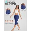 imageBALEAF Womens Yoga Capris Pants with Pockets Lightweight UPF50 Drawstring Waist Petite Athletic Sweatpants Casual SummerNavy Blue