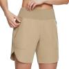 imageBALEAF Womens 7quot Hiking Shorts High Waist Quick Dry Lightweight Zip Pockets Workout Athletic Gym Shorts Travel RunningBrown