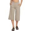 imageBALEAF Womens Wide Leg Yoga Capris Pants with Pockets Crossover Waist Loose Plus Size Cropped Pants Casual SummerKhaki