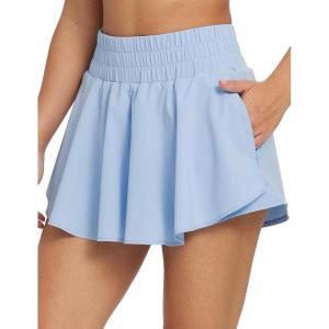 imageBALEAF Womens 13 Athletic Skirts High Waisted Tennis Skirt Skorts Shorts Flowy Ruffle Zipper Pockets Workout Running