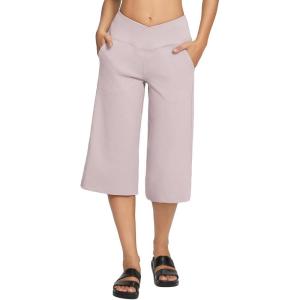 imageBALEAF Womens Wide Leg Yoga Capris Pants with Pockets Crossover Waist Loose Plus Size Cropped Pants Casual SummerLight Purple