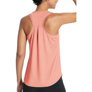 imageBALEAF Womens Workout Tank Top Racerback Tops Sleeveless Running Shirts Loose Fit Yoga Athletic Gym Sports01coral