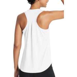 imageBALEAF Womens Workout Tank Top Racerback Tops Sleeveless Running Shirts Loose Fit Yoga Athletic Gym Sports01white