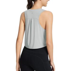 imageBALEAF Womens Workout Tank Top Racerback Tops Sleeveless Running Shirts Loose Fit Yoga Athletic Gym Sports02croppe04grey