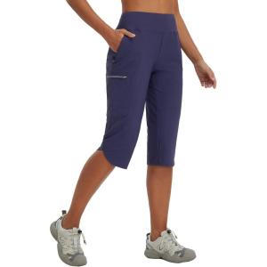 imageBALEAF Womens 17 Capri Pants Cycling Cargo Capris Lighweight Quick Dry Zipper Pockets Hiking Biking Casual OutdoorNavy Blue