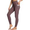 imageBALEAF Womens Leggings with Pockets Black Tummy Control Workout High Waisted Athletic 78 Ultra Soft Gym Yoga Ankle PantsDark Brown