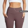 imageBALEAF Womens Leggings with Pockets Black Tummy Control Workout High Waisted Athletic 78 Ultra Soft Gym Yoga Ankle PantsDark Brown