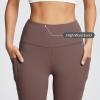 imageBALEAF Womens Leggings with Pockets Black Tummy Control Workout High Waisted Athletic 78 Ultra Soft Gym Yoga Ankle PantsDark Brown