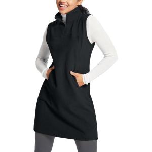 imageBALEAF Womens Fleece Dress Sweatshirt Tunic Long Quarter Zip Pullover Polar Winter Dress Cover Ups Pocket02black