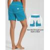 imagebaleaf Womens 7 Swim Board Shorts with Zipper Pockets High Waisted Long Beach Swimming Shorts Modest Swimsuits BottomAqua Blue