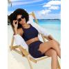 imagebaleaf Womens 7 Swim Board Shorts with Zipper Pockets High Waisted Long Beach Swimming Shorts Modest Swimsuits BottomNavy Blue