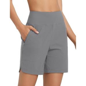 imagebaleaf Womens 7 Swim Board Shorts with Zipper Pockets High Waisted Long Beach Swimming Shorts Modest Swimsuits BottomDark Gray