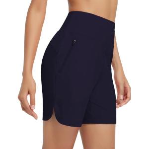 imagebaleaf Womens 7 Swim Board Shorts with Zipper Pockets High Waisted Long Beach Swimming Shorts Modest Swimsuits BottomNavy Blue
